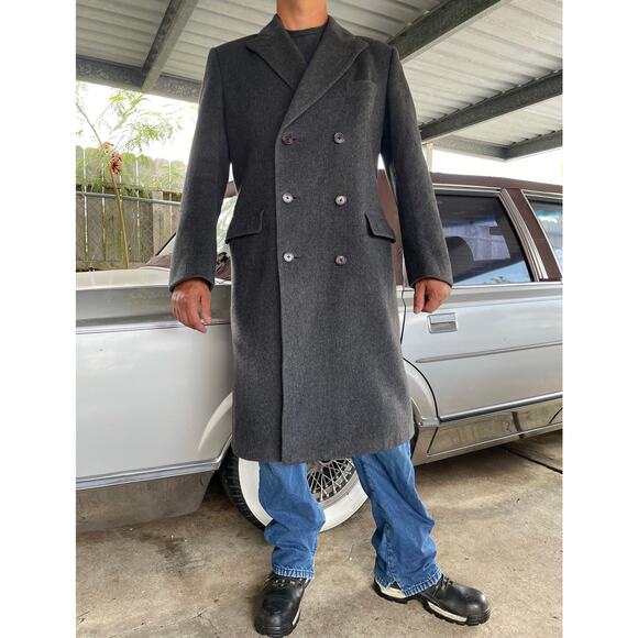 🔥Vintage Lord & Taylor Wool Cashmere Blend Classic Double Breasted Men Overcoat - Picture 1 of 16